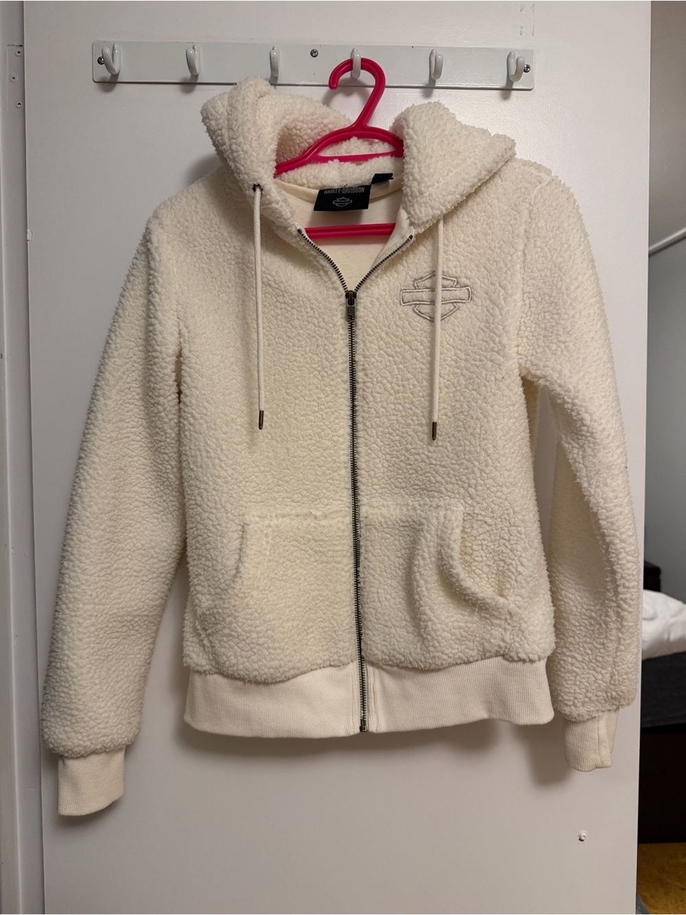 Harley-Davidson Cream Sherpa Zip-Up Hoodie Jacket